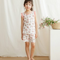 Maykids 女童花朵印花無袖家居服套裝