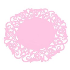 레이스 원형 컵받침 대, 핑크, 1개