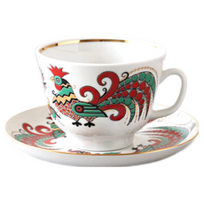 임페리얼포슬린 러시안소울 투 루스터 티컵 330ml + 소서 세트, 혼합색상, 1세트