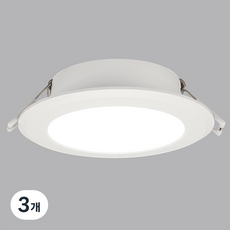 비츠온 LED 다운라이트 8.8cm 9W 슬림 방습, 화이트 + 주광색, 3개