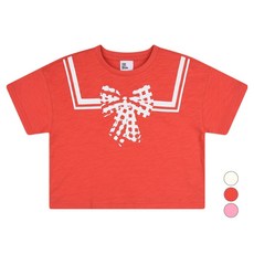 OWLEYBARN 女童透氣蝴蝶結水手風寬鬆版棉質短袖T恤