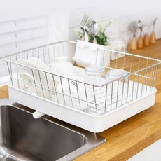 Lidil 現代風自動排水碗盤瀝水架, 1層, 白色