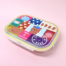 LE BARN Cotton Bear不鏽鋼餐盤便當盒, 盤子, 混色