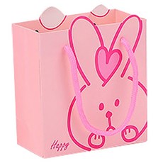 Maket Gamseong 愛心兔子紙質購物袋, 粉紅色