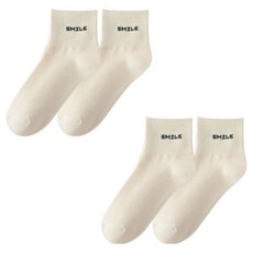 소니오 여성용 스마일 레터링 패션 양말 2켤레 세트