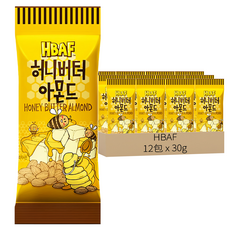 HBAF 杏仁果 蜂蜜奶油味, 迷你包裝 輕鬆隨身攜帶, 30g, 12包