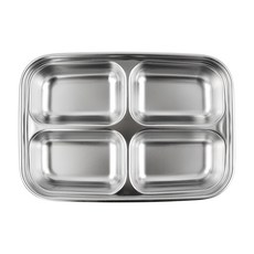 4格不鏽鋼餐盤, 單色, 單品