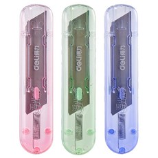 델리 투명 안전 택배 언박싱 미니 문구 커터칼 3종 세트 2079-C, 핑크 + 그린 + 블루, 1세트