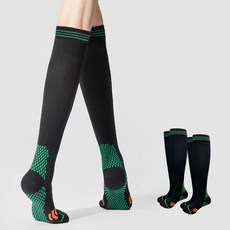 Edelin 男女通用防滑運動壓力及膝襪組, 黑色, 2個