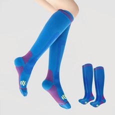 Edelin 男女通用防滑運動壓力及膝襪組, 藍色, 2個