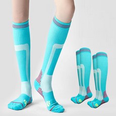 Edelin 男女通用防滑運動壓力及膝襪組, 天藍色, 2個