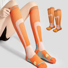 Edelin 男女通用防滑運動壓力及膝襪組, 橘色, 2個