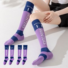 Edelin 女性冬季亮彩壓力束帶健身及膝襪套組, 紫色, 2個