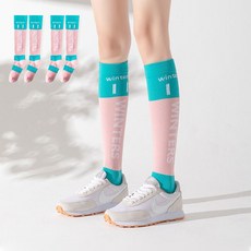 Edelin 女性冬季亮彩壓力束帶健身及膝襪套組, 粉紅色, 2個