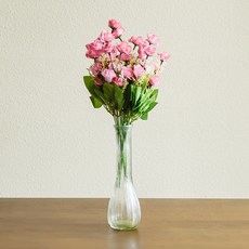 앙플랜트 조화 장미 성묘 부쉬 꽃다발 15p, 핑크, 3개