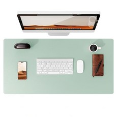 베네블 가죽 심플 와이드 데스크매트, 민트그린