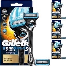 Gillette 吉列 Proshield Chill刮鬍刀手柄+替換刀片 2入, 4套, 1件