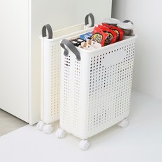 Joeun Living 折疊式滑輪收納籃, 白色, 1個