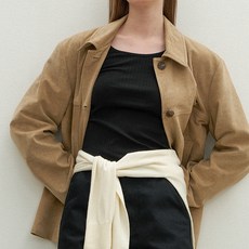 아틀리에나인 여성용 골지 슬림 라운드 넥 티셔츠 T-6765