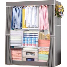 三層組裝式窗簾型比基尼簡易衣櫥, 灰色