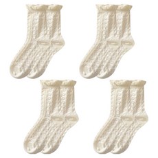 소니오 여성용 레이스 리본 패션 양말 4켤레 세트