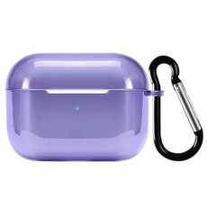 AirPods Pro 透明TPU保護殼 + 防丟登山扣, G4757-4, 紫羅蘭, 1個