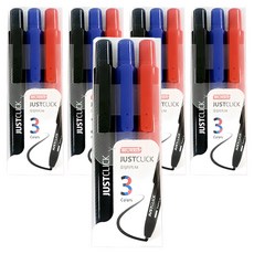 저스트클릭 유성매직세트 M, Black + Blue + Red, 15개