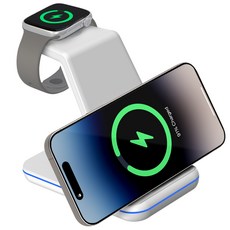 홈플래닛 3in1 23W 무선 충전기 + CtoC 1.5m 케이블 세트 (애플워치 전용), 화이트, 1개