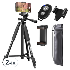 셀루미 최대 127cm 초경량 5단 스마트폰 삼각대 풀세트, 블랙, 2세트, SEL-TRD1270A