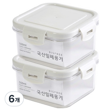 QUIDNOVI 韓國製 正方形 密封容器 白色, 6個, 500ml