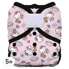 THiRSTiES 魔鬼氈防水尿布兜 SANRIO聯名款，適用於1 (3-8kg)，100%聚酯纖維, Hello Kitty Dear Bear, 5件