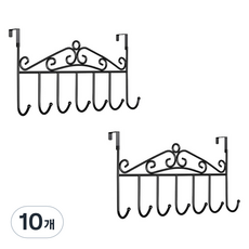 몰투유 무타공 다용도 도어행거 7구, 블랙, 10개
