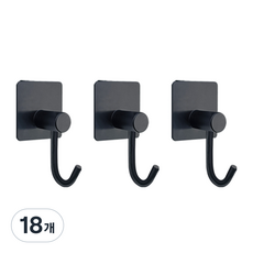 월드크린 후크 도구걸이 J타입, 블랙, 18개
