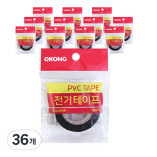 오공 PVC 전기절연 테이프 19mm x 10m, 36개