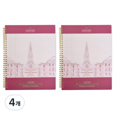 OXFORD PP Letter 左翻式 90張 含口袋文件夾 線圈橫線筆記本, 4個, 紫色