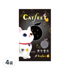 Catfeet 強效除臭超凝結貓砂 低粉塵 100%澎潤土製成 快速吸水凝結, 活性碳+果香, 4.5kg, 4袋