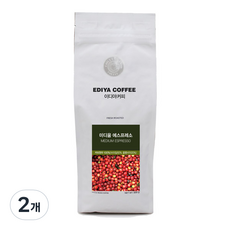 이디야 미디움 에스프레소 원두, 홀빈(분쇄안함), 500g, 2개