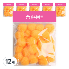 유니아트 1000 퐁퐁 25mm, 주황, 12개