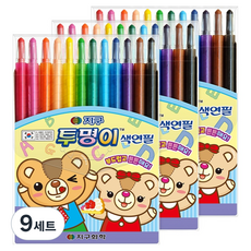 지구화학 투명이 색연필 세트, 12색, 9개