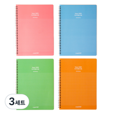 Studio 8 格線筆記本 4入組 5mm, 混合色, 3套
