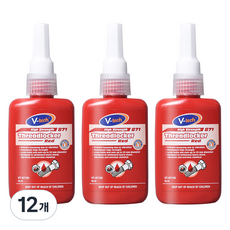 Vtech 볼트 너트 나사 영구고정용 풀림방지제 적색, 12개