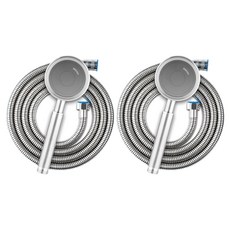 깔꼼샵 304스테인리스 샤워기 헤드 + 샤워기 호스 세트, 2개, 은색