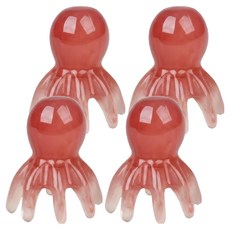 ADUNE 章魚頭皮刮痧頭部指壓按摩器, 4個, 紅色