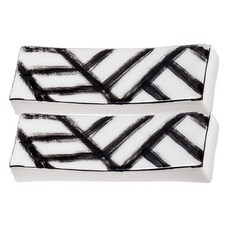 She's Deco 手繪黑色圖案方形單餐具架, 黑色圖案