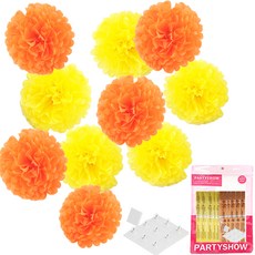파티쇼 파티꽃볼 10개세트 옐로우오렌지+마운트 10개입, 혼합 색상
