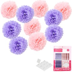 PARTYSHOW 派對花球 10件組 薰衣草寶寶粉+支架 10入, 混合顏色