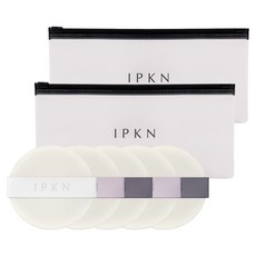 IPKN Skin Finish Flocking粉餅粉撲 5入+化妝包組, 混色, 2套