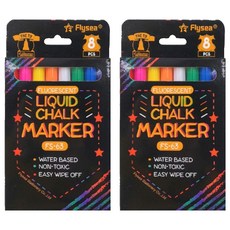 Flysea 星茂文具 STA 黑板LED螢光麥克筆組, 2個, 8色