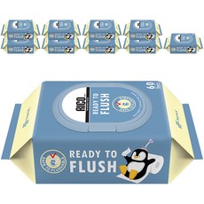 hanul RICO掀蓋式可沖濕紙巾, 60張, 10包