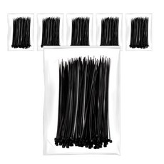 超強力束線帶 200入, 黑色, 6個